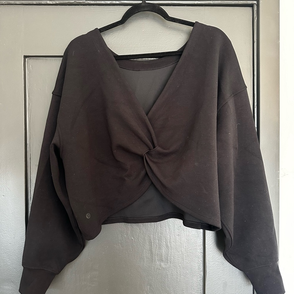 Lululemon cropped tie back sweatshirt - black size 12